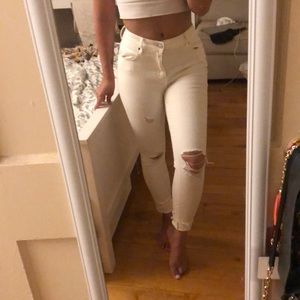 White ripped jeans